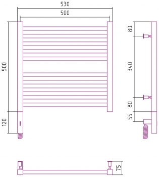 Полотенцесушитель электрический Модус 3.0 500х500