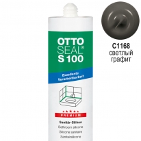 Герметик силиконовый санитарный OTTOSEAL S100 C1168 светлый графит, 300 мл